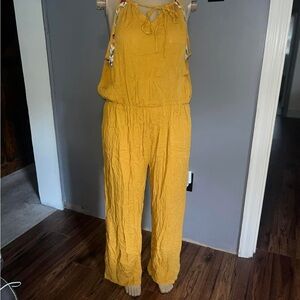 Yellow embroidered Women's Jumpsuit - 3X